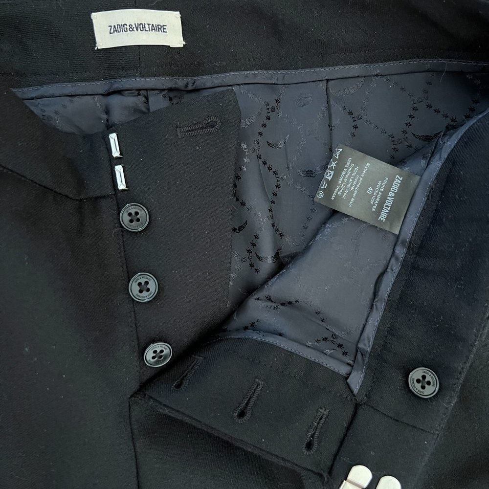 ZADIG & VOLTAIRE TROUSERS, SO cool wool pants with staples details at the bottom